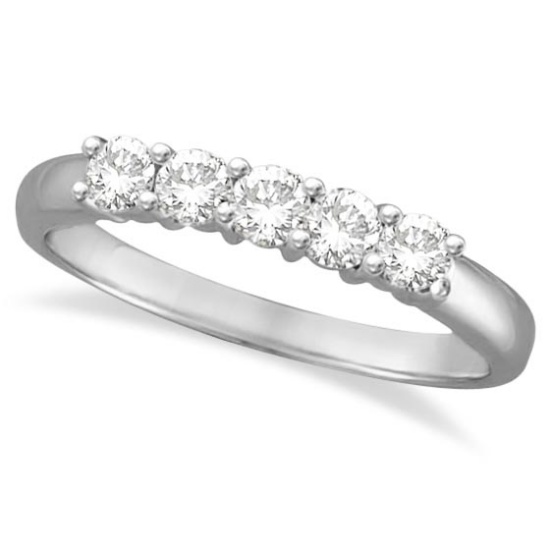 Five Stone Diamond Ring Anniversary Band 14k White Gold 0.50ctw