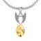 Certified 4.05 Ctw Yellow Topaz And Diamond I2/I3 14K White Gold Pendant