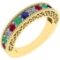 0.75 Ctw SI2/I1 Multi Ruby,Emerlad,Sapphire And Diamond 14K Yellow Gold Filigree Band Ring