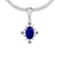 4.68 Ctw SI2/I1 Blue Sapphire And Diamond 14K White Gold Necklace