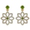 1.20 Ctw Peridot And Diamond 14k Yellow Gold Halo Dangling Earring
