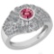 Certified 1.04 Ctw Pink Tourmaline And Diamond Ladies Fashion Halo Ring 14k White Gold MADE IN USA (