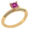 0.89 Ctw SI2/I1 Pink Touramline And Diamond 14K Yellow Gold Rings