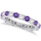 Purple Amethyst and Diamond Eternity Ring Band 14k White Gold 1.07ctw