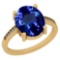 Certified 4.71 Ctw VS/SI1 Tanzanite and Diamond 14K Yellow Gold Vintage Style Ring