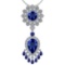 Certified 15.49 Ctw VS/SI1 Tanzanite,Blue Sapphire And Diamond 14K White Gold Vintage Style Necklace