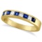 Princess-Cut Channel-Set Diamond and Sapphire Ring Band 14k Yellow Gold