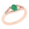 0.42 Ctw SI2/I1 Emerlad And Diamond 14K Rose Gold Ring