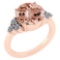 Certified 3.60 Ctw Morganite And Diamond Ring 14K Rose Gold