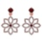 1.20 Ctw Garnet And Diamond 14k Rose Gold Halo Dangling Earring