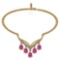 Certified 4.19 CTW Genuine Pink Tourmaline And Diamond 14k Yellow Necklace