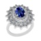7.80 Ctw VS/SI1 Tanzanite And Diamond 18K White Gold Vintage Style Wedding Ring