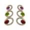 4.03 Ctw I2/I3 Multi Stone And Diamond 10K Yellow Gold Earrings