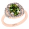 1.75 Ctw I2/I3 Green Sapphire And Diamond 10K Rose Gold Engagement Ring