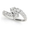 Diamond Accented Contoured Two Stone Ring 14k White Gold 1.25ctw