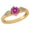 Certified 1.12Ctw Pink Tourmaline And Diamond 18k Yellow Gold Halo Ring (VS/SI1) MADE IN USA