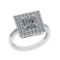 Certified 1.39 Ctw VS/SI1 Diamond 18K White Gold Style Princess Cut Wedding Halo Ring