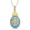 Blue Topaz and Diamond Byzantine Pendant Necklace 14k Yellow Gold 9.36ctw