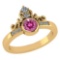 Certified .81 Ctw Genuine Pink Touramline And Diamond 14K Yellow Gold Rings
