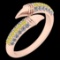 Certified 0.45 Ctw SI2/I1 Treated Fancy Yellow And White Diamond 14K Rose Gold Creature Style Ring