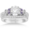 Butterfly Diamond and Amethyst Bridal Set 14k White Gold 1.42ctw