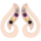 Certified 0.17 Ctw Citrine, Smoky Quartz, Amethyst And Diamond I1/I2 14K Rose Gold Stud Earrings