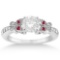 Butterfly Diamond and Ruby Engagement Ring 14k White Gold 1.20ctw