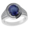 Certified 2.40 CTW Genuine Blue Sapphire And Diamond 14K White Gold Ring