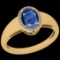 Certfied 0.87 Ctw Kyanite And Diamond I1/I2 18k Yellow Gold Engagement Ring