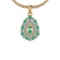 1.15 Ctw SI2/I1 Emerlad And Diamond 14K Yellow Gold Pendant Necklace