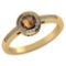 Certified 1.20 CTW Genuine Smoky And Diamond 14K Yellow Gold Ring