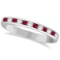 Ruby and Diamond Semi-Eternity Channel Ring 14k White Gold 0.40ctw
