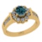1.31 Ctw I2/I3 Treated Fancy Blue And White Diamond 10K Yellow Gold Ring