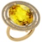 17.80 Ctw I2/I3 Lemon Topaz And Diamond 14k Yellow Gold Engagement Halo Ring