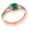 0.80 Ctw SI2/I1 Emerald And Diamond 14K Rose Gold Ring