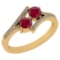 0.65 Ctw I2/I3 Ruby And Diamond 14K Yellow Gold Ring