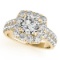 CERTIFIED 18K YELLOW GOLD 1.48 CTW J-K/VS-SI1 DIAMOND HALO ENGAGEMENT RING