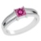 Certified .70 CTW Genuine Pink Tourmaline And Diamond (G-H/SI1-SI2) 14K White Gold Promise Ring