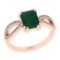 1.82 Ctw SI2/I1 Emerald And Diamond 14K Rose Gold Ring