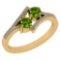 Certified 1.06 Ctw Genuine Peridot And Diamond 14k Yellow Gold Engagement Ring