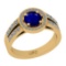 1.52 Ctw SI2/I1 Blue Sapphire And Diamond 14K Yellow Gold Engagement Halo Ring