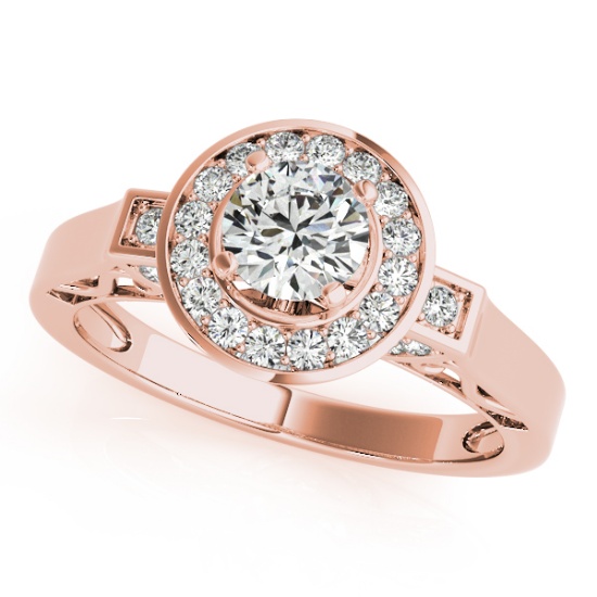 CERTIFIED 18K ROSE GOLD 0.97 CTW J-K/VS-SI1 DIAMOND HALO ENGAGEMENT RING