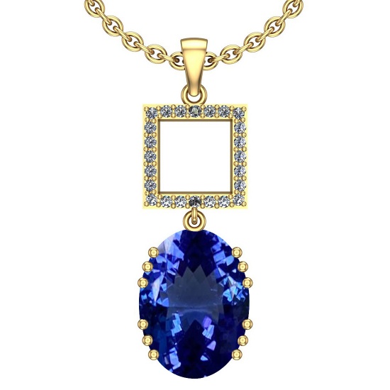 Certified 7.44 Ctw VS/SI1 Tanzanite And Diamond 14k Yellow Gold Victorian Style Necklace