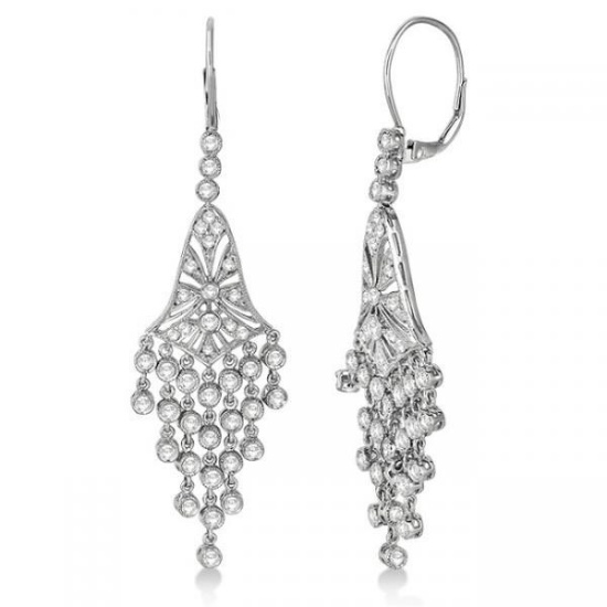 Bezel-Set Dangling Chandelier Diamond Earrings 14K White Gold 2.27ctw
