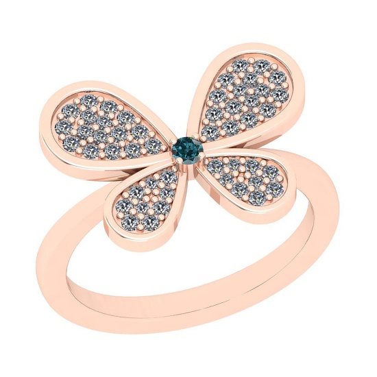 0.41 Ctw I2/I3 Treated Fancy Blue And White Diamond 14K Rose Gold Ring