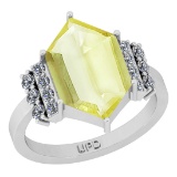 4.97 Ctw I2/I3 Lemon Topaz And Diamond 10K White Gold Ring