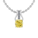 Certified 0.56 Ct GIA Certified Natural Fancy Yellow Diamond And White Diamond Platinum Pendant
