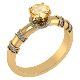 Certified .96 Ctw Genuine Citrine And Diamond 14k Yellow Gold Engagement Ring