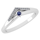 Certified 0.07 Ctw Blue Sapphire And Diamond 18k White Gold Halo Ring (VS/SI1) MADE IN USA