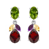 2.70 Ctw Multi Stone 10K White Gold Earrings